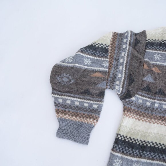 VTG Marks & Spencer By St Michael Blue Taupe Geometric Shape Crewneck Sweater M - Picture 7 of 10